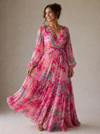 Meli | Vestido cruzado floral manga larga
