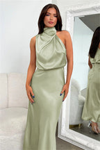 Quentin | Vestido drapeado cuello alto