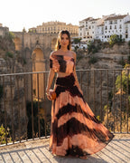 Vestido Toledo Estampado Naranja y Marrón