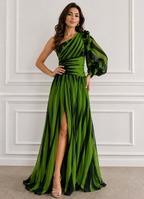 Shiloh | Vestido maxi de rayas un hombro