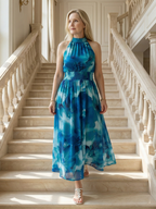 Remedios | Vestido midi halter con fruncido en la cintura
