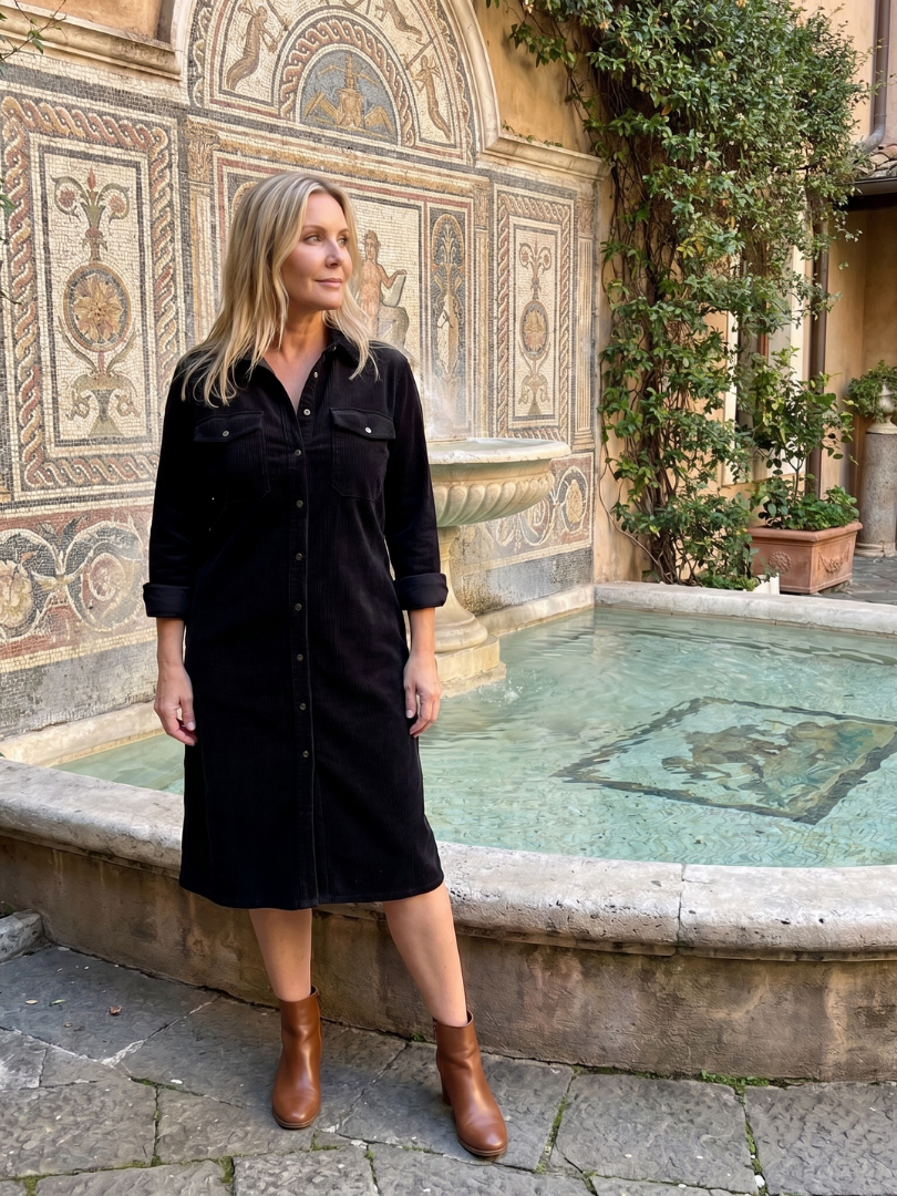 Pilar | Vestido midi manga larga con bolsillos