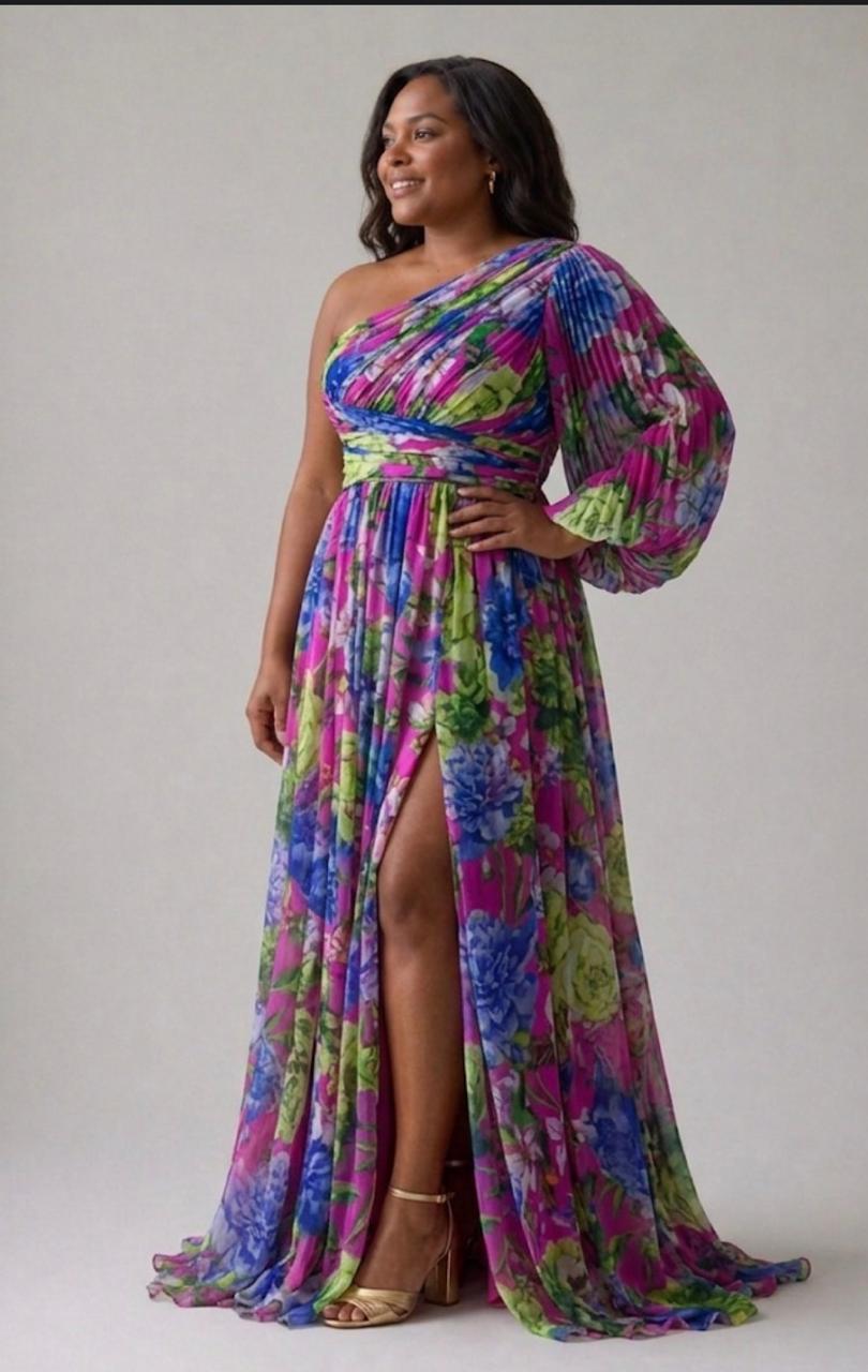 Mabel | Vestido maxi drama floral con mangas largas