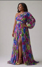 Mabel | Vestido maxi drama floral con mangas largas