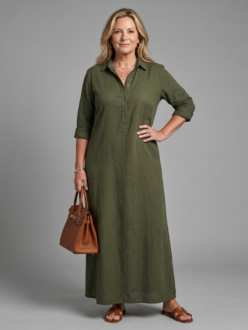 Marisol | Vestido maxi manga larga silueta holgada