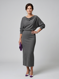 Encarna | Vestido midi escote drapeado falda ajustada