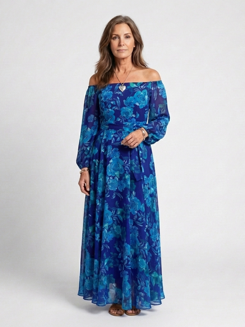 Peniel | Vestido maxi floral hombros descubiertos