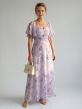 Milagros | Vestido midi manga mariposa estampado floral