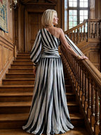 Shiloh | Vestido maxi de rayas un hombro