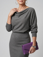 Encarna | Vestido midi escote drapeado falda ajustada
