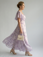 Milagros | Vestido midi manga mariposa estampado floral