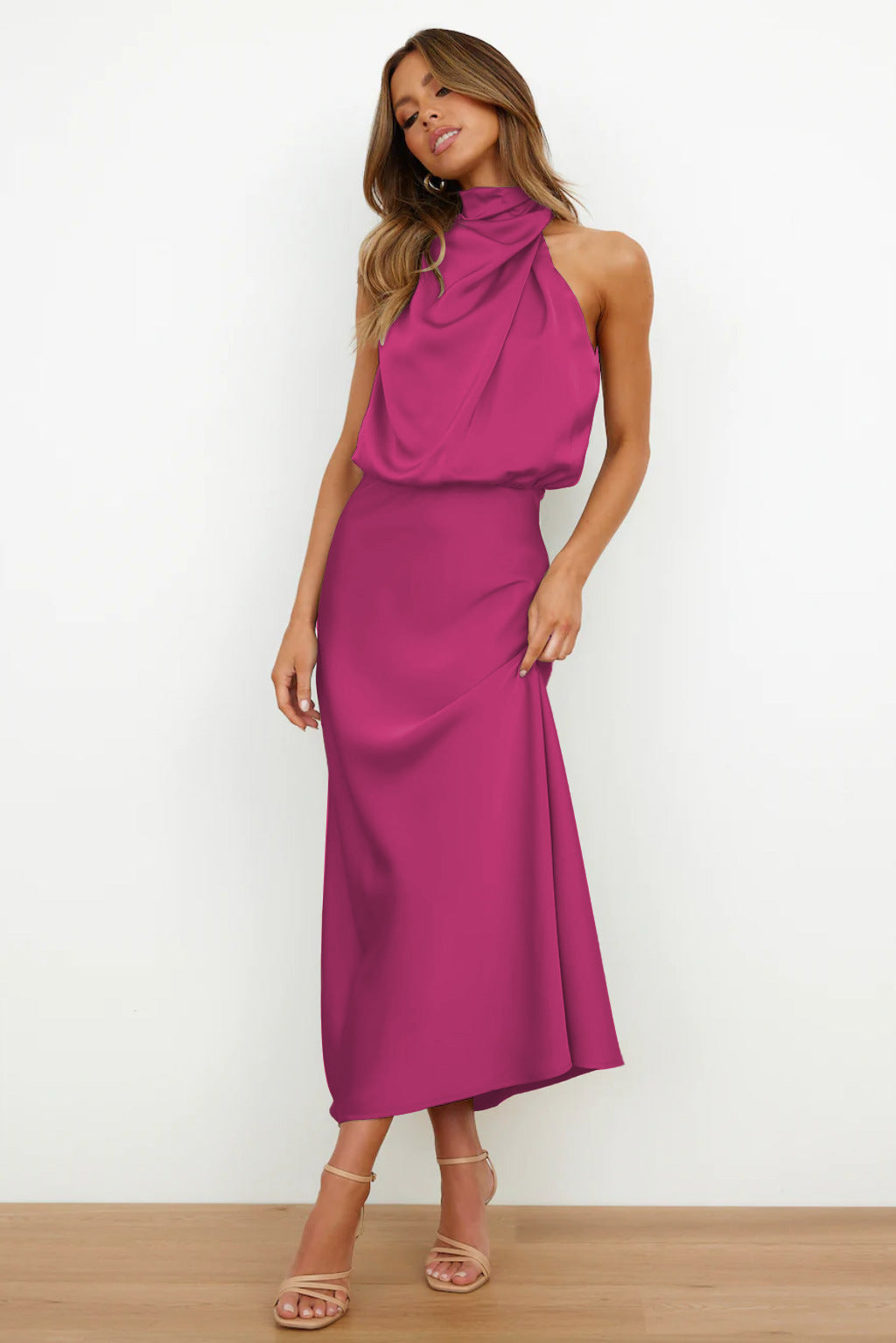 Quentin | Vestido drapeado cuello alto