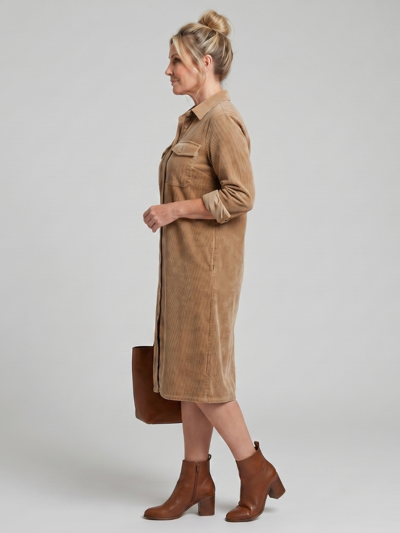 Pilar | Vestido midi manga larga con bolsillos