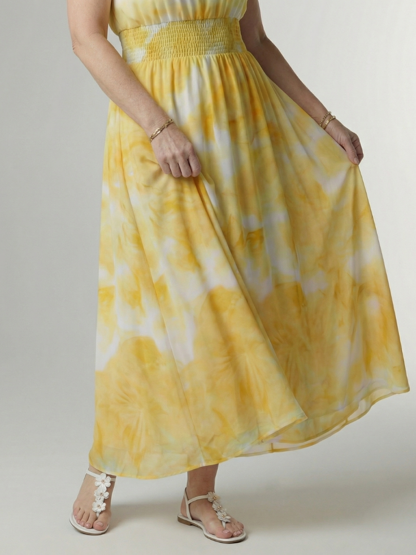 Remedios | Vestido midi halter con fruncido en la cintura