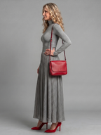 Concha | Vestido midi cuello alto manga larga cintura definida