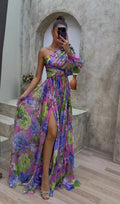 Mabel | Vestido maxi drama floral con mangas largas