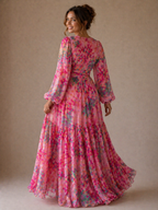 Meli | Vestido cruzado floral manga larga