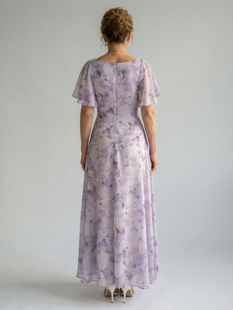 Milagros | Vestido midi manga mariposa estampado floral