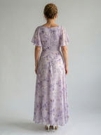 Milagros | Vestido midi manga mariposa estampado floral