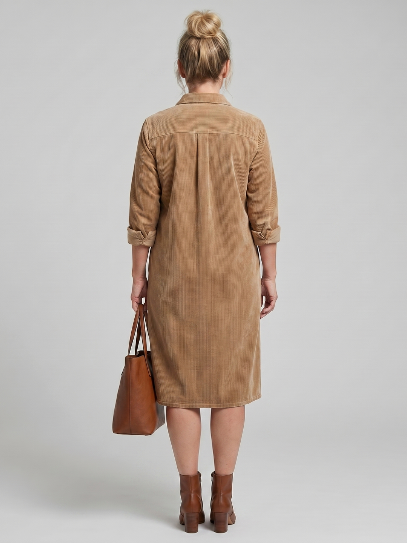 Pilar | Vestido midi manga larga con bolsillos