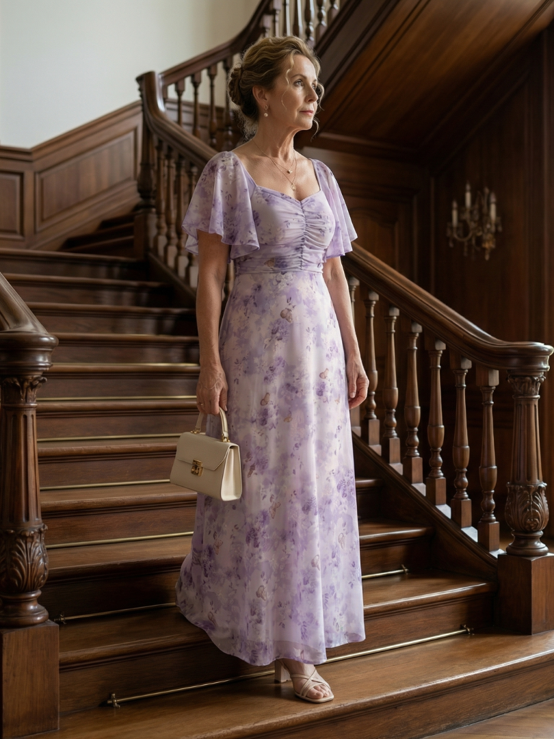 Milagros | Vestido midi manga mariposa estampado floral