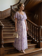Milagros | Vestido midi manga mariposa estampado floral