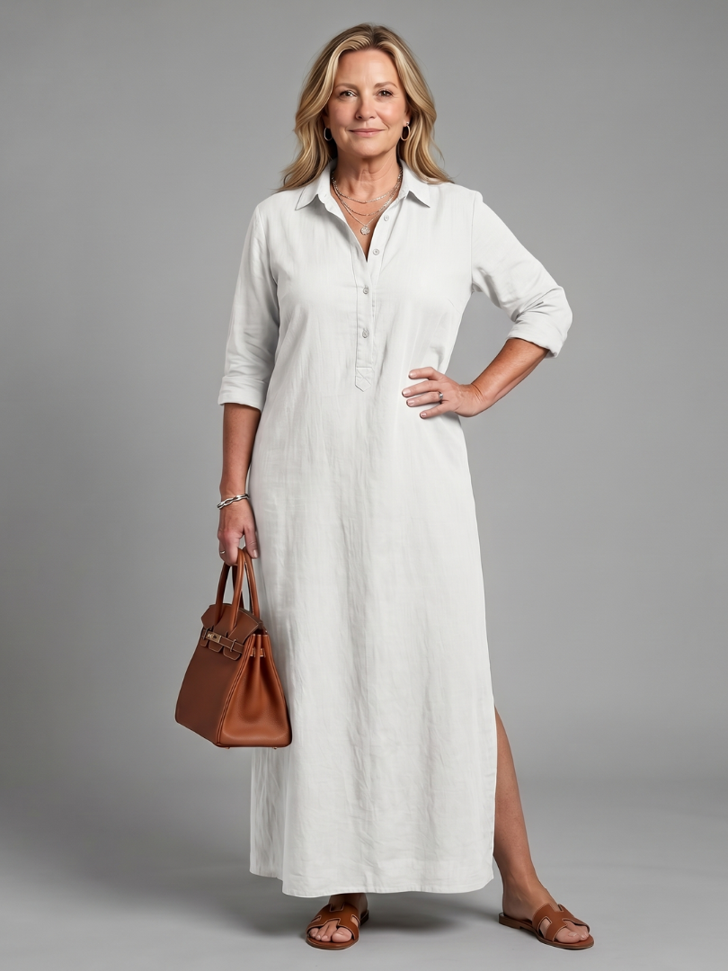 Marisol | Vestido maxi manga larga silueta holgada