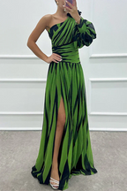 Shiloh | Vestido maxi de rayas un hombro
