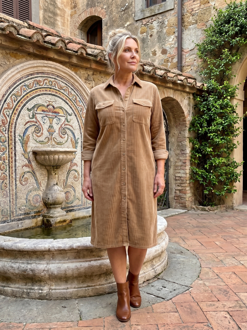 Pilar | Vestido midi manga larga con bolsillos