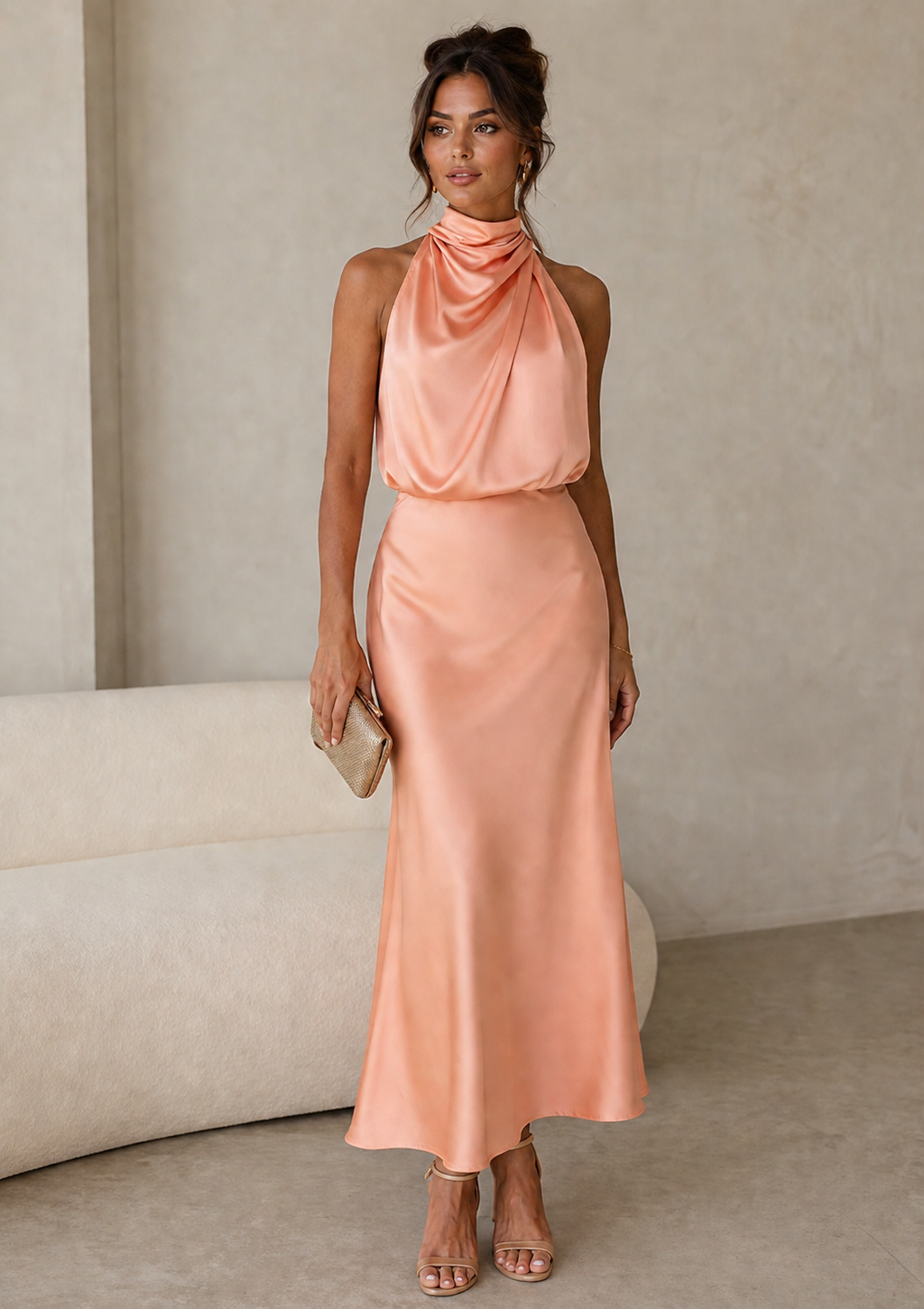 Quentin | Vestido drapeado cuello alto