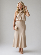 Quentin | Vestido drapeado cuello alto