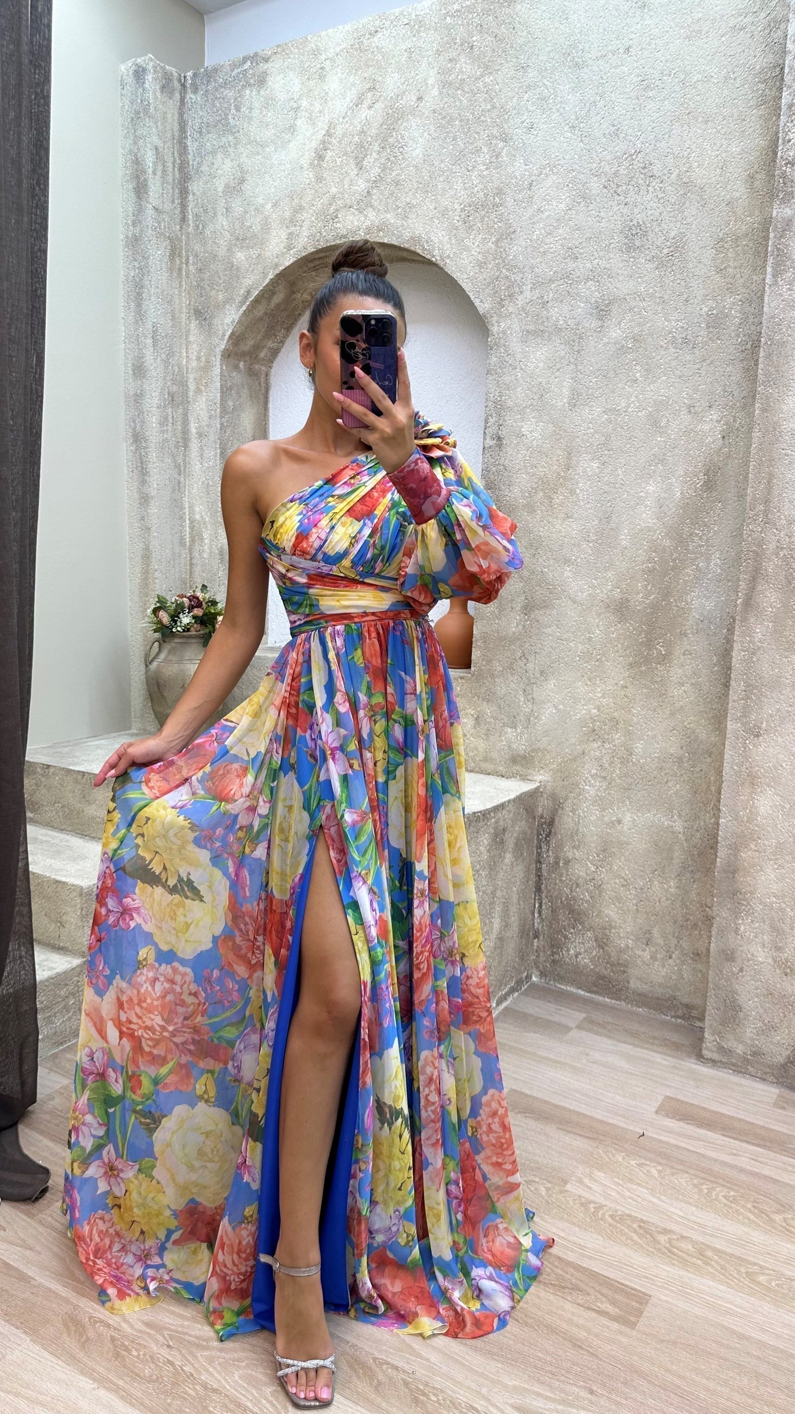Mabel | Vestido maxi drama floral con mangas largas