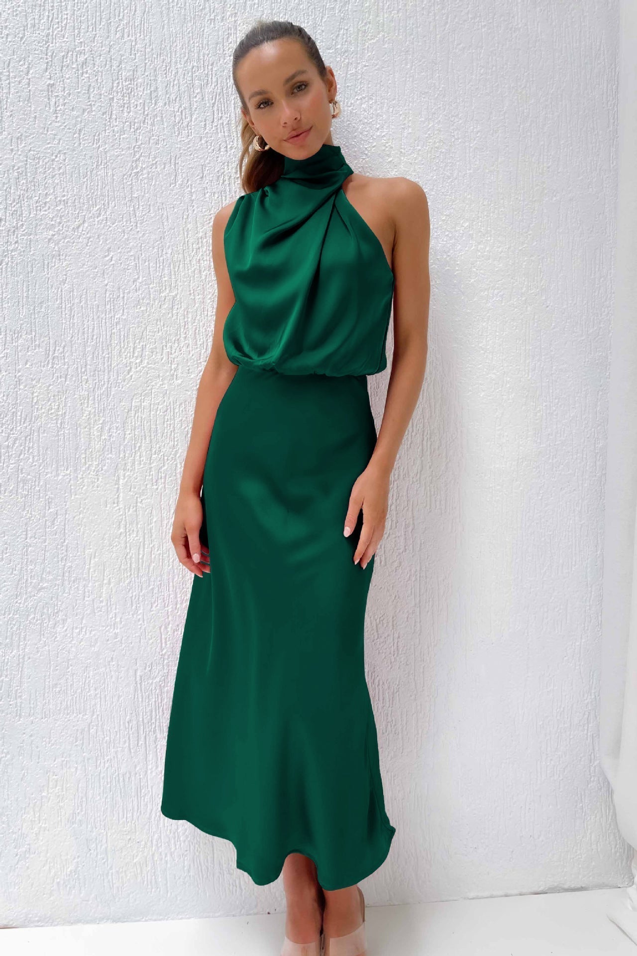 Quentin | Vestido drapeado cuello alto