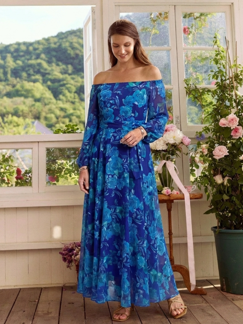 Peniel | Vestido maxi floral hombros descubiertos