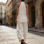 Almudena | Conjunto de dos piezas con textura de lino