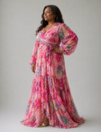 Meli | Vestido cruzado floral manga larga