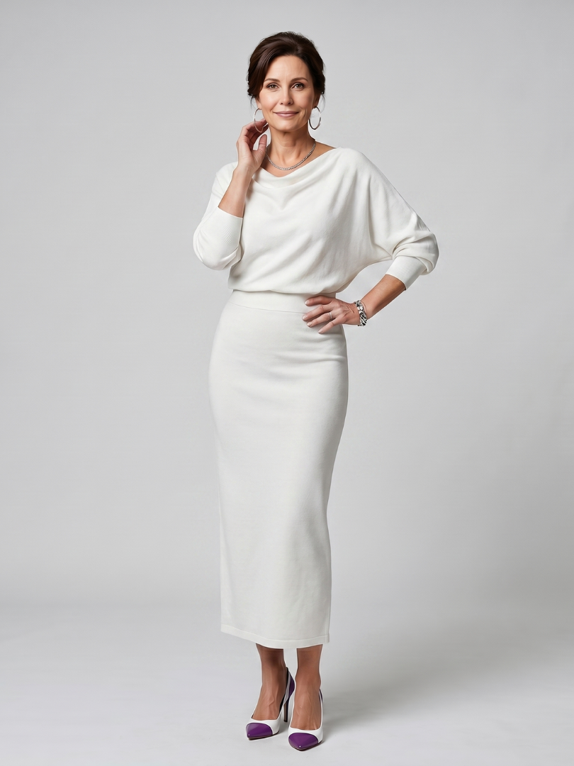 Encarna | Vestido midi escote drapeado falda ajustada