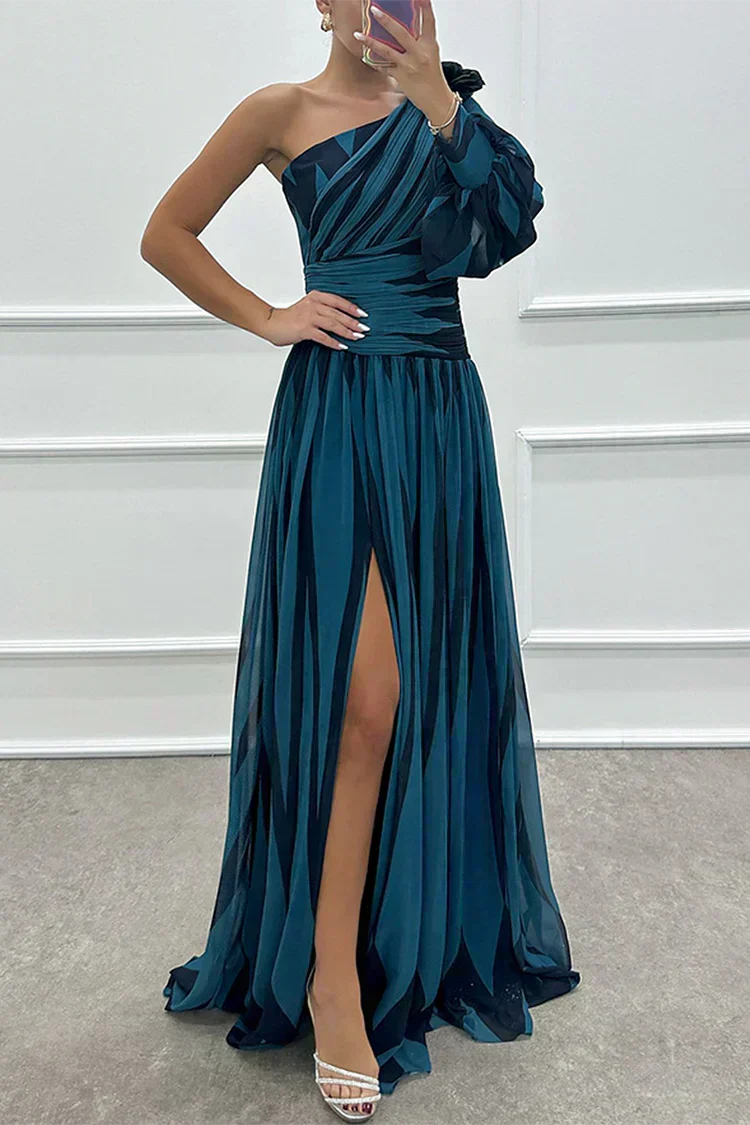 Shiloh | Vestido maxi de rayas un hombro