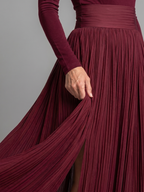 Concha | Vestido midi cuello alto manga larga cintura definida