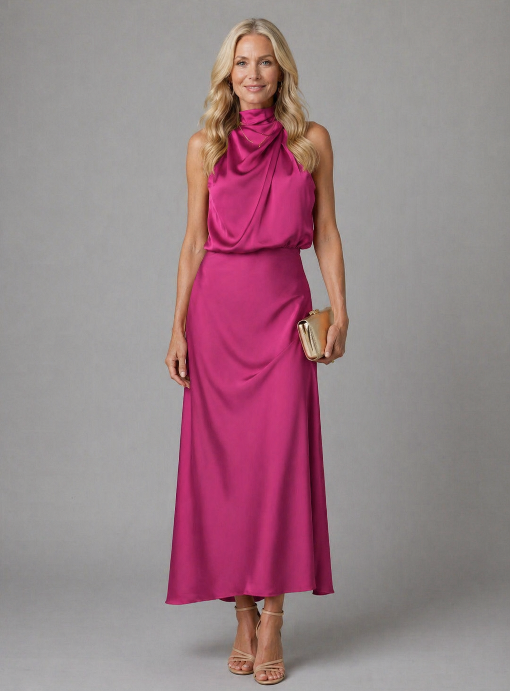 Quentin | Vestido drapeado cuello alto