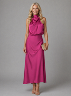 Quentin | Vestido drapeado cuello alto