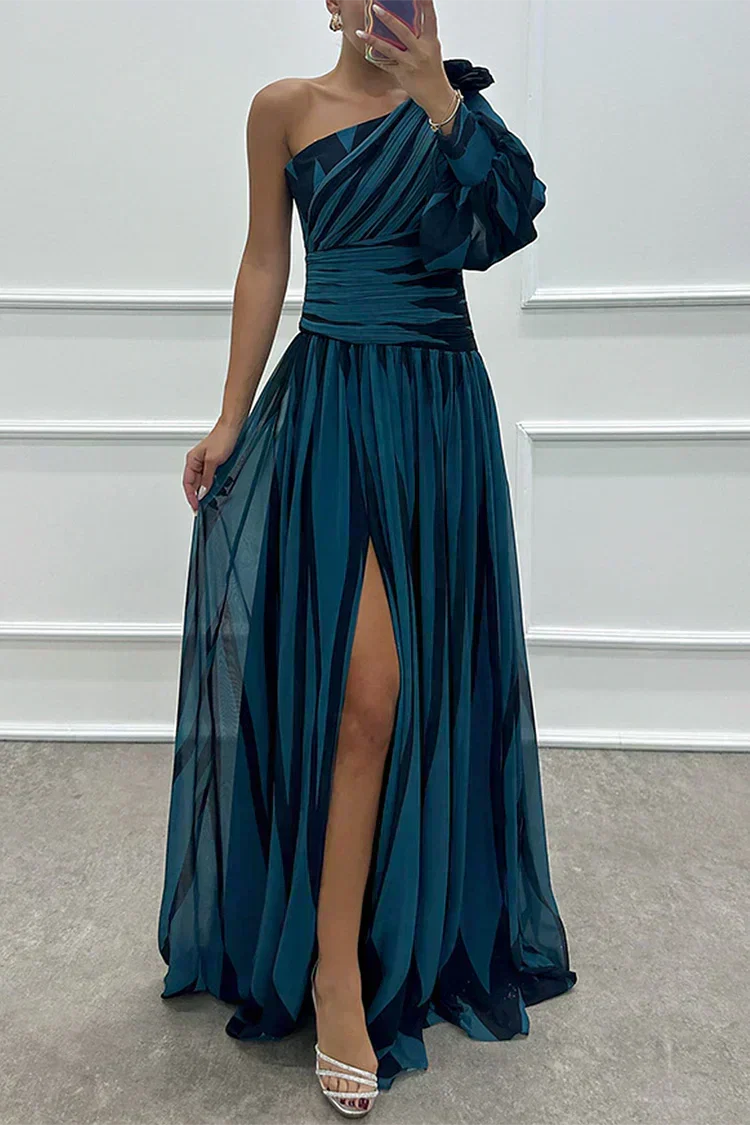 Shiloh | Vestido maxi de rayas un hombro