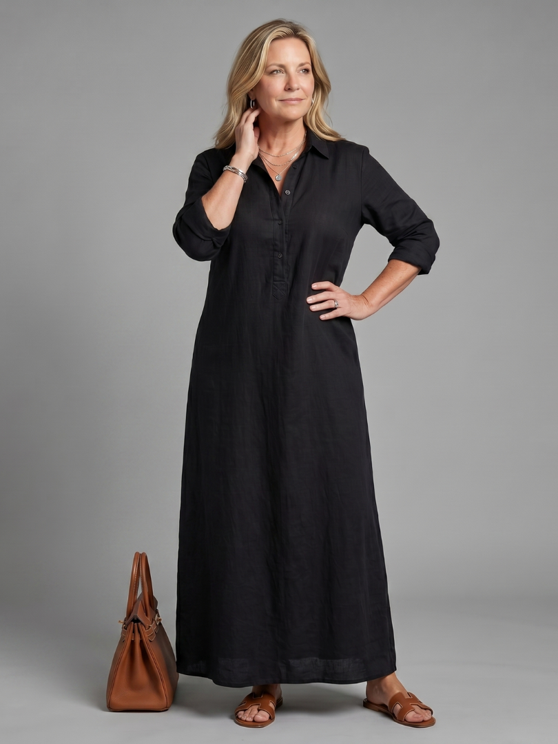 Marisol | Vestido maxi manga larga silueta holgada