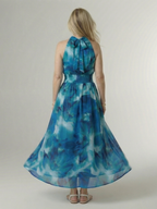 Remedios | Vestido midi halter con fruncido en la cintura