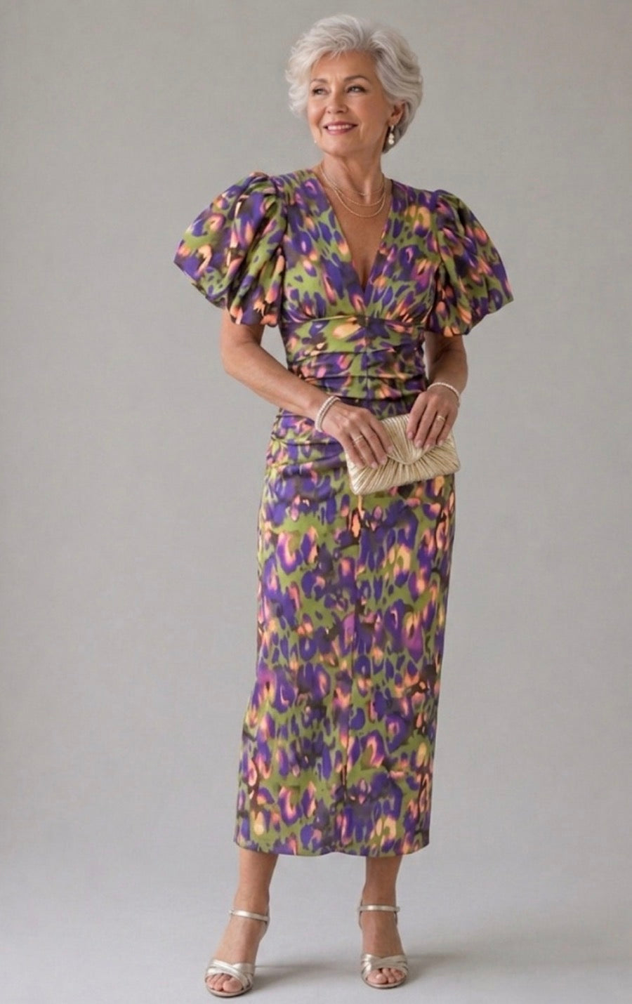 Ursula | Vestido midi con mangas abullonadas