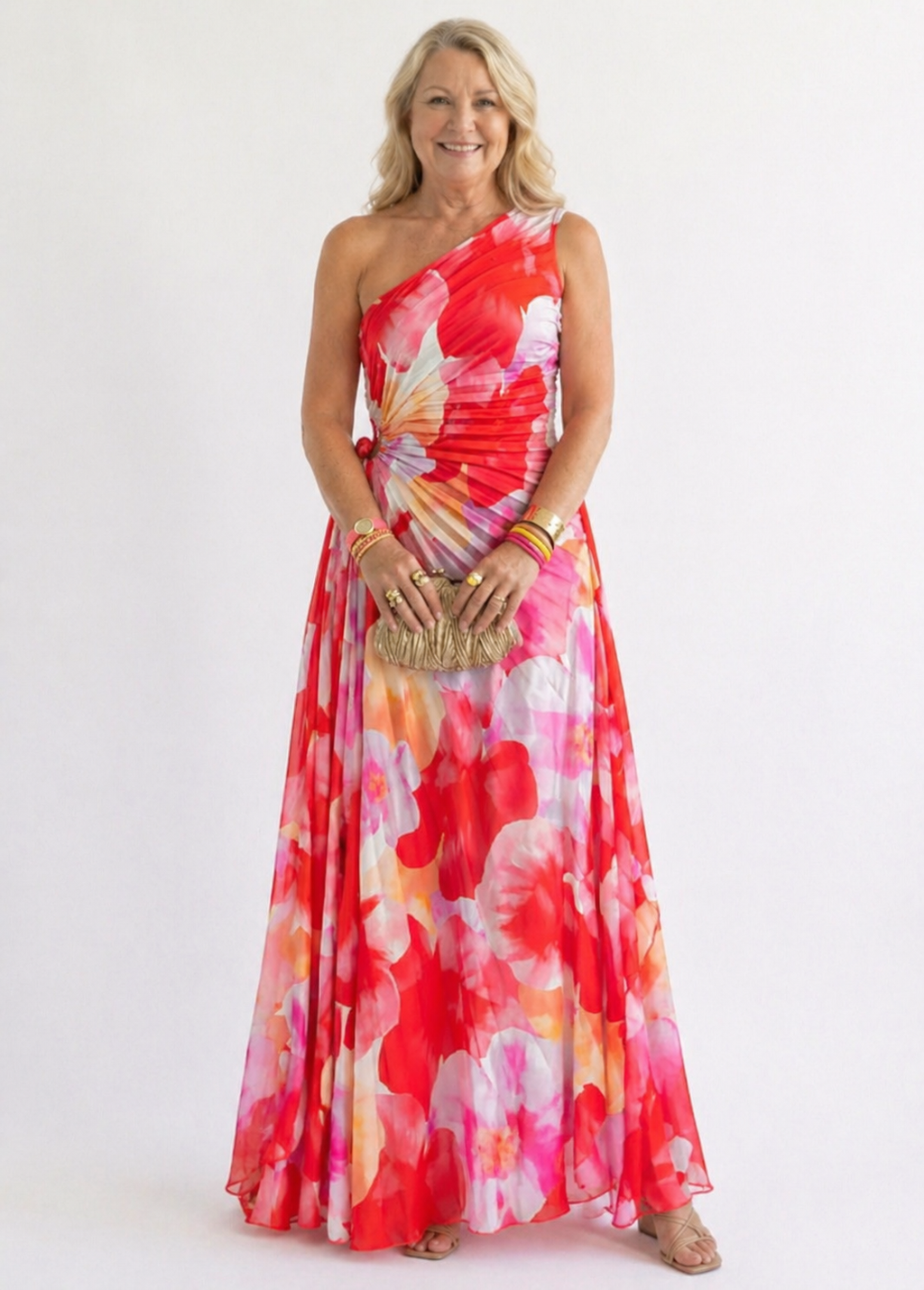 Yanira | Vestido plisado un hombro