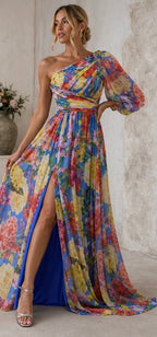 Mabel | Vestido maxi drama floral con mangas largas