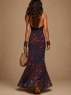 Lía - Vestido largo floral con encaje y silueta sirena