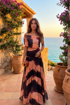 Vestido Toledo Estampado Naranja y Marrón