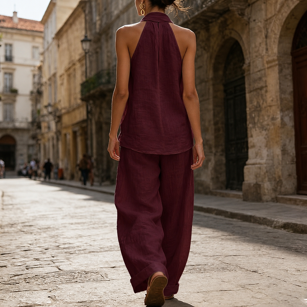 Almudena | Conjunto de dos piezas con textura de lino